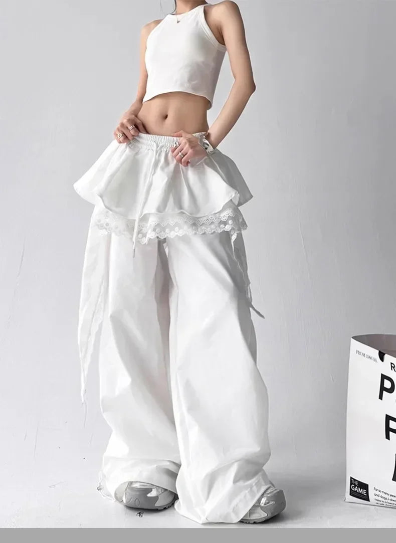 Lace Patchwork Cargo Pants