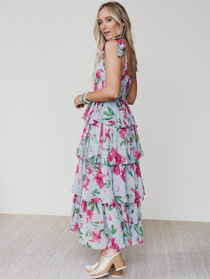 The Nest Lila Bloom Maxi Dress - Dusty Blue