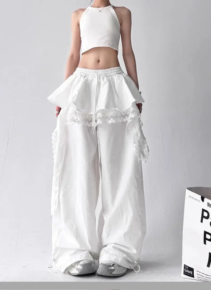 Lace Patchwork Cargo Pants