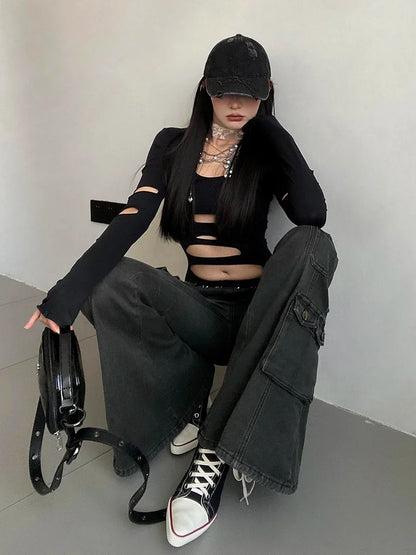 Grunge Skinny Flare Pants