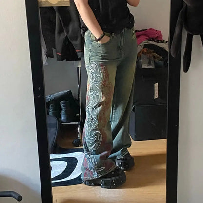 Vintage Pattern Baggy Pants