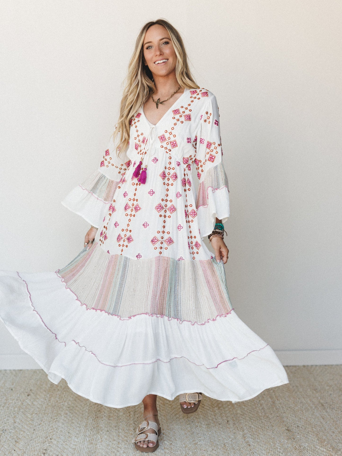 Tawny Flower Maxi Dress - Ivory Multi