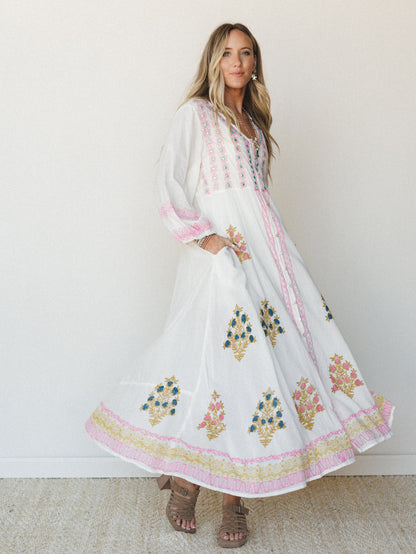 Bali Song Maxi Dress - Ivory Multi