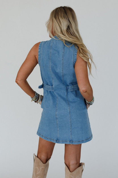 Alexandra Denim Dress - Light Wash - Pre Order