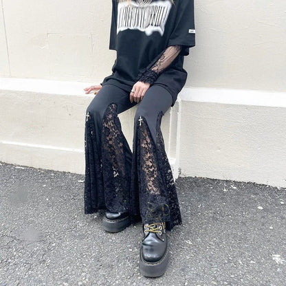 Lace Patchwork Flare Pants