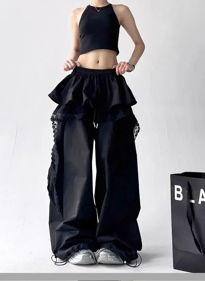Lace Patchwork Cargo Pants
