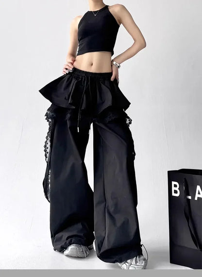 Lace Patchwork Cargo Pants