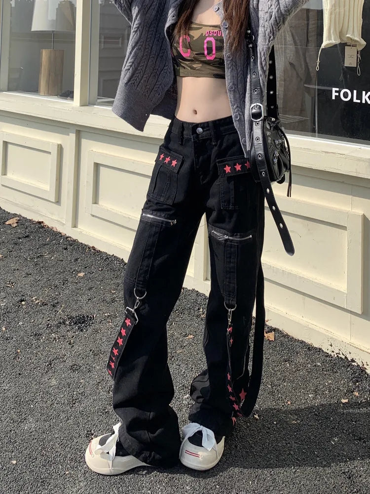 Star Print Strap Pants