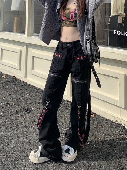 Star Print Strap Pants