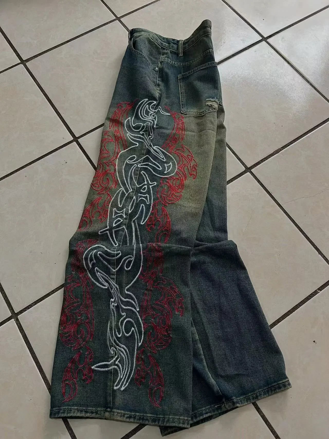 Vintage Pattern Baggy Pants