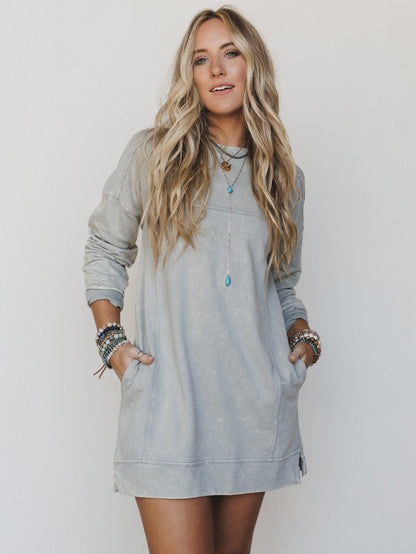 Mission Cozy Sweatshirt Dress  - Sleet
