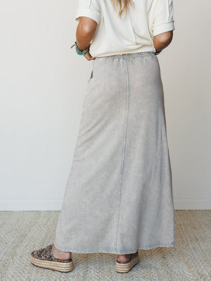 Sunfade Front Slit Maxi Skirt - Sleet