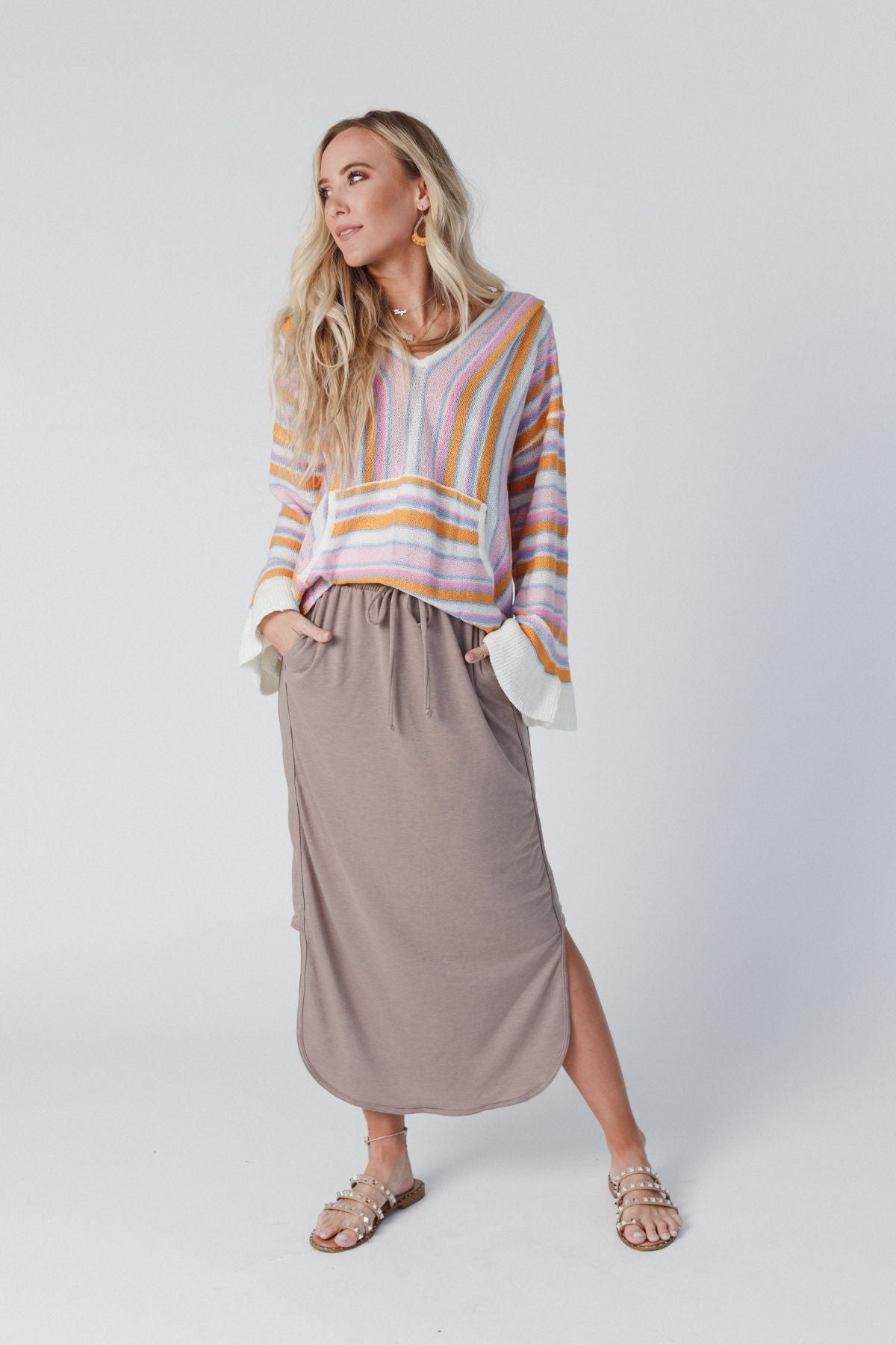 The Nest So Comfy Drawstring Maxi Skirt - Dark Taupe - Pre Order