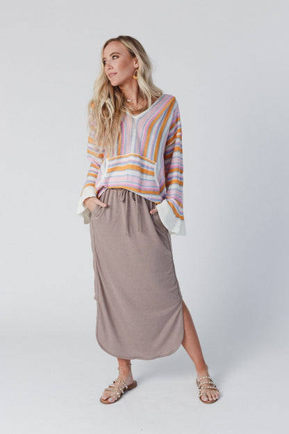 The Nest So Comfy Drawstring Maxi Skirt - Dark Taupe - Pre Order