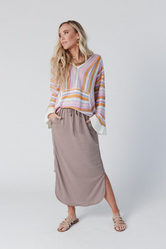 The Nest So Comfy Drawstring Maxi Skirt - Dark Taupe - Pre Order