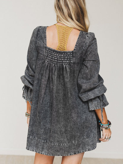 Soft Grove Babydoll Dress - Black