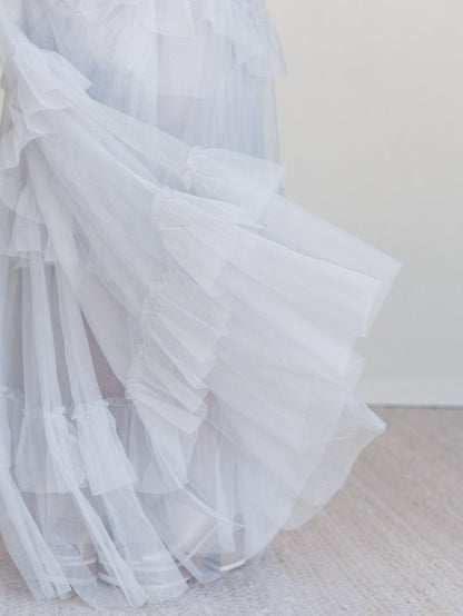 Isley Lace Tiered Maxi Dress - Blue