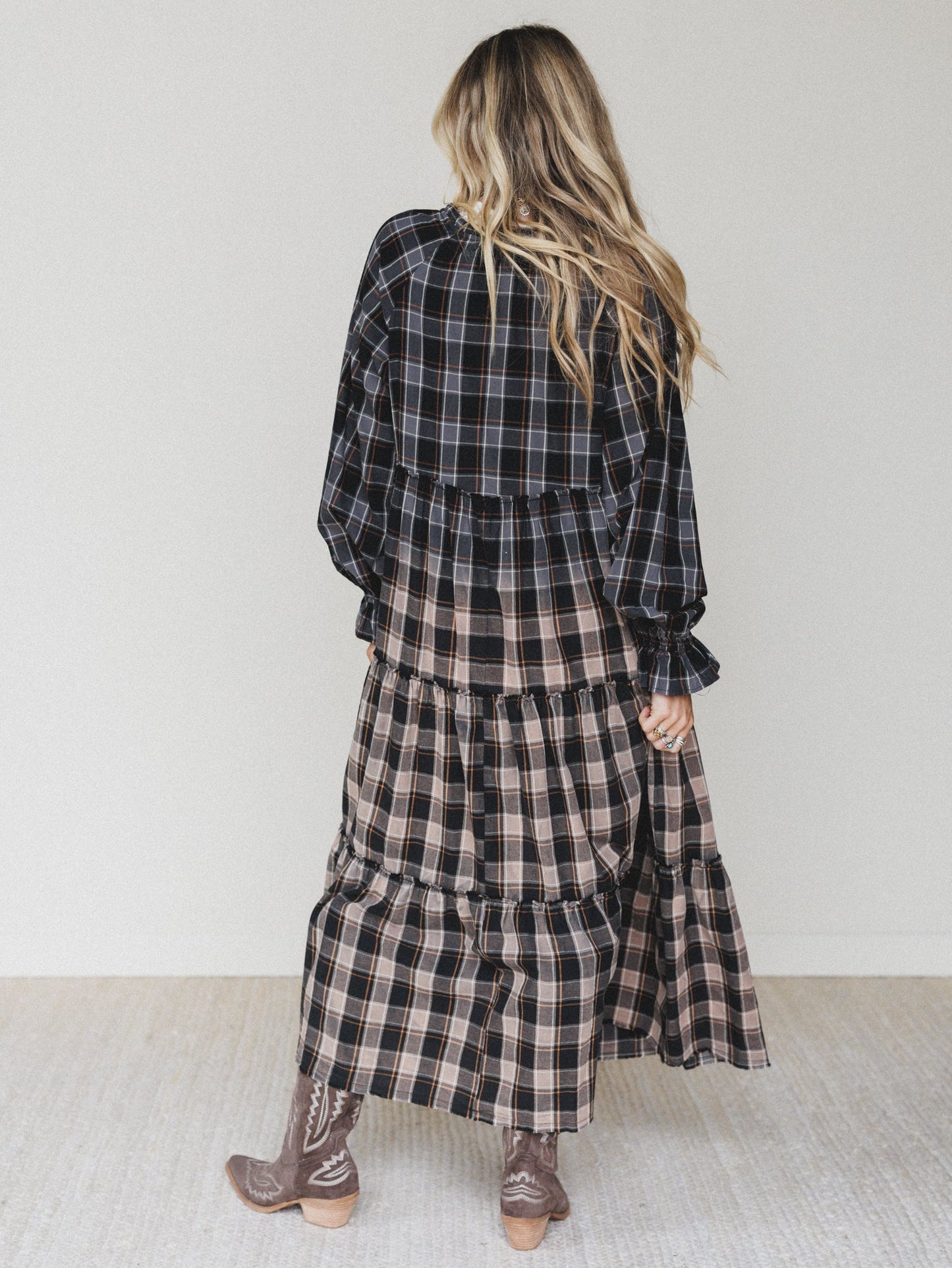 Sundown Harvest Tiered Dress - Black