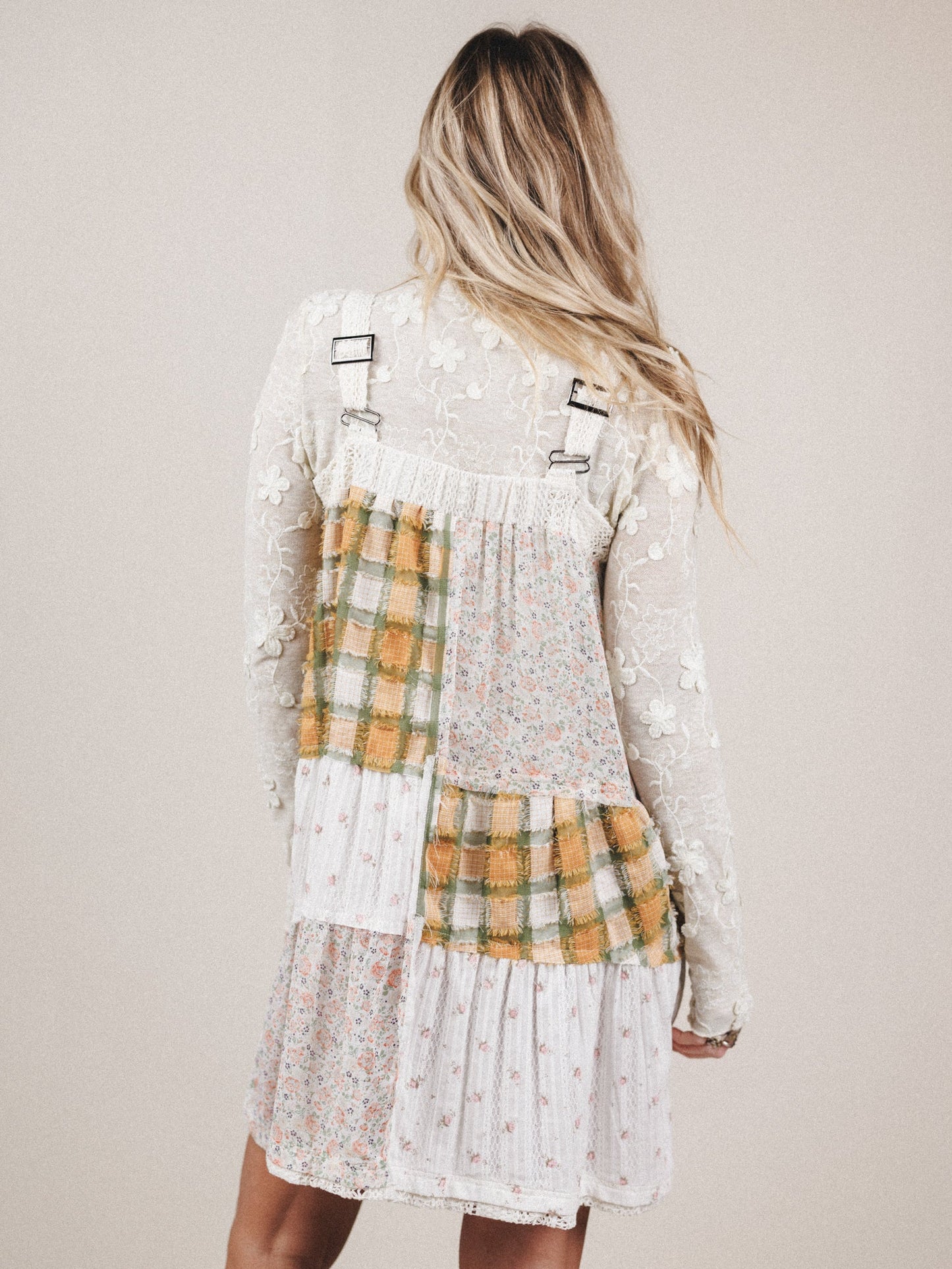 Golden Fields Patchwork Dress - Sage