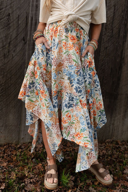 The Nest Swing Of Things Pocketed Midi Skirt - Floral