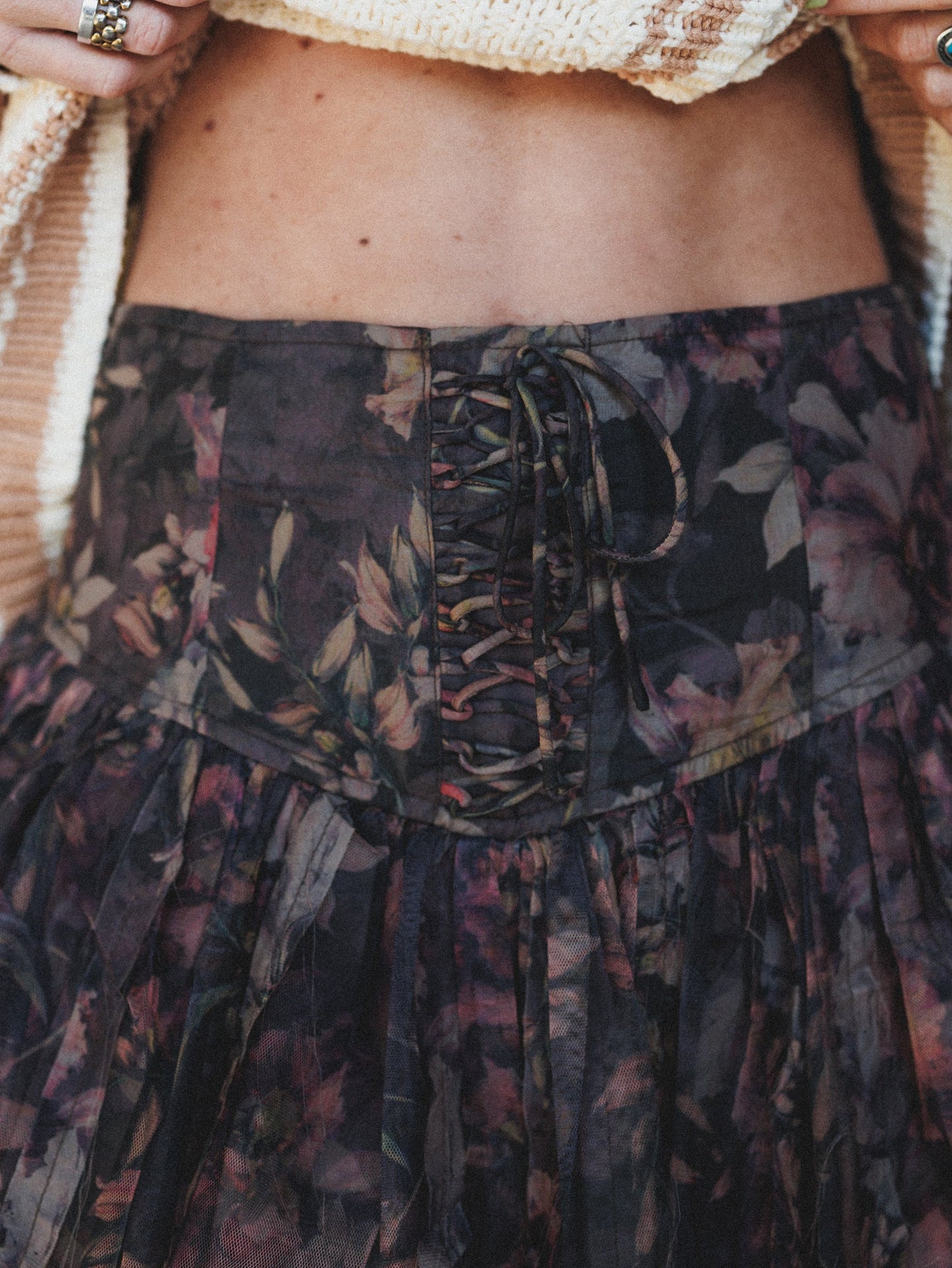 Bohemian Bloom Pleated Mini Skort - Chocolate