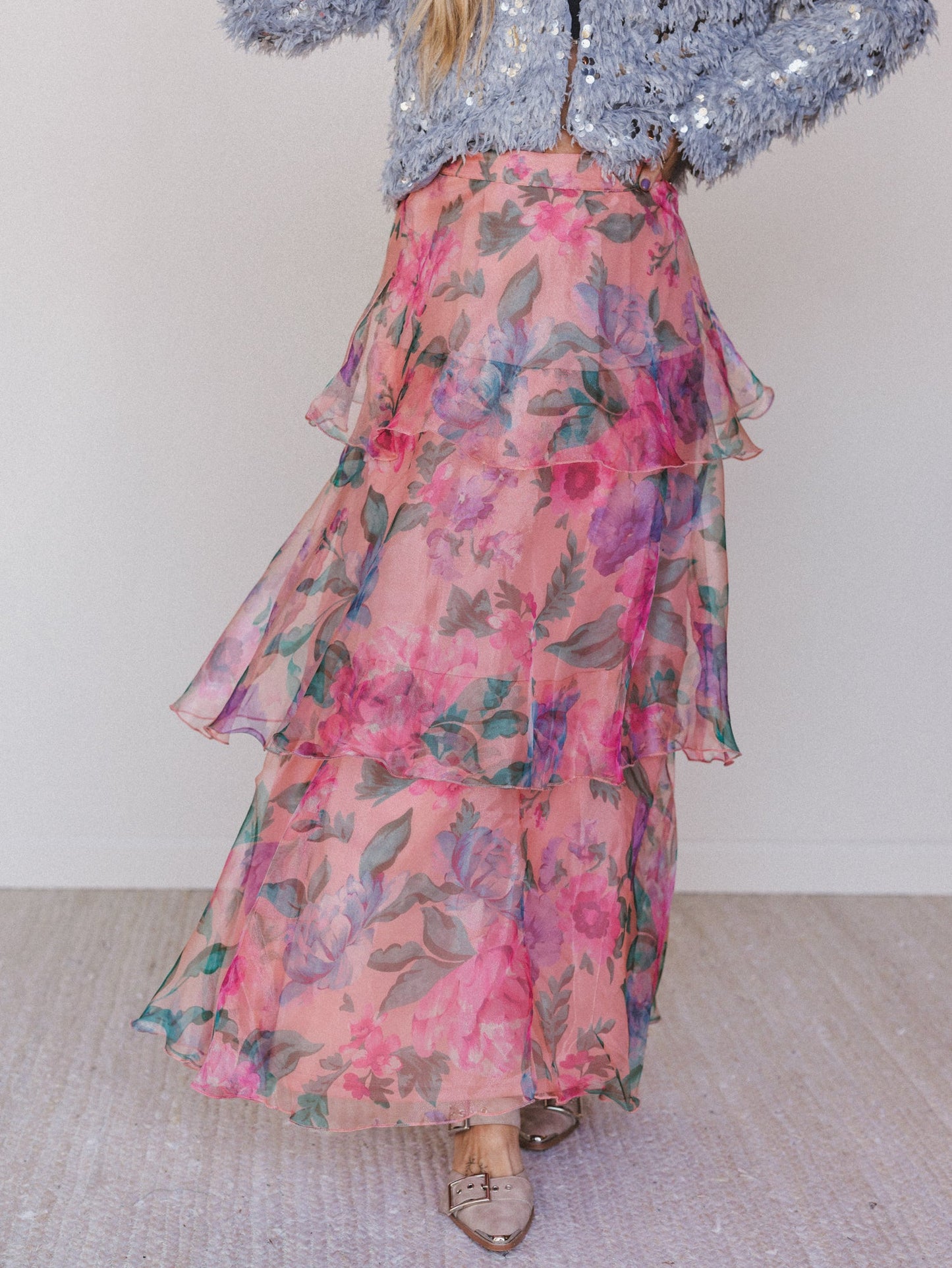 Petal Notes Maxi Skirt - Peach - Pre Order