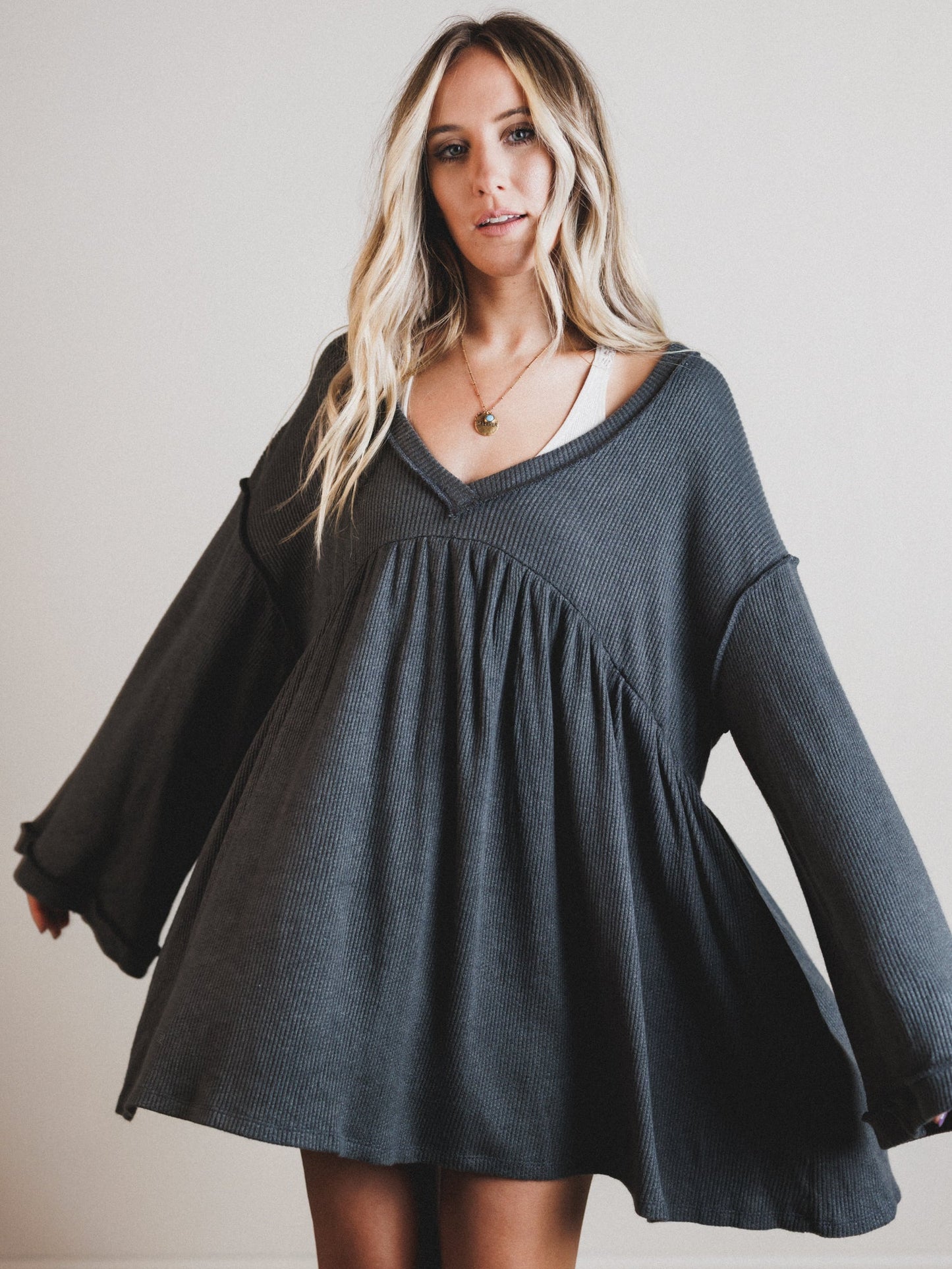 The Nest Carefree Mini Dress - Two Tone Charcoal - Pre Order