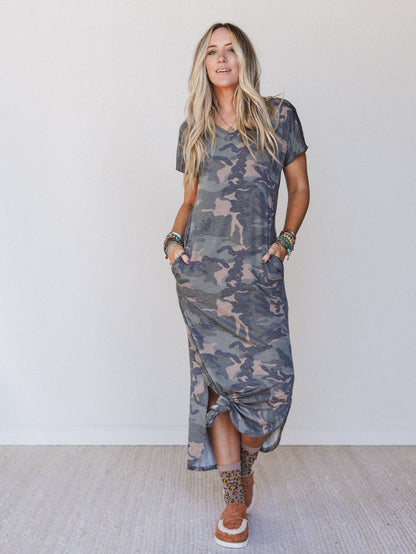 Call It Comfort Tee Dress - Camo - Pre Order