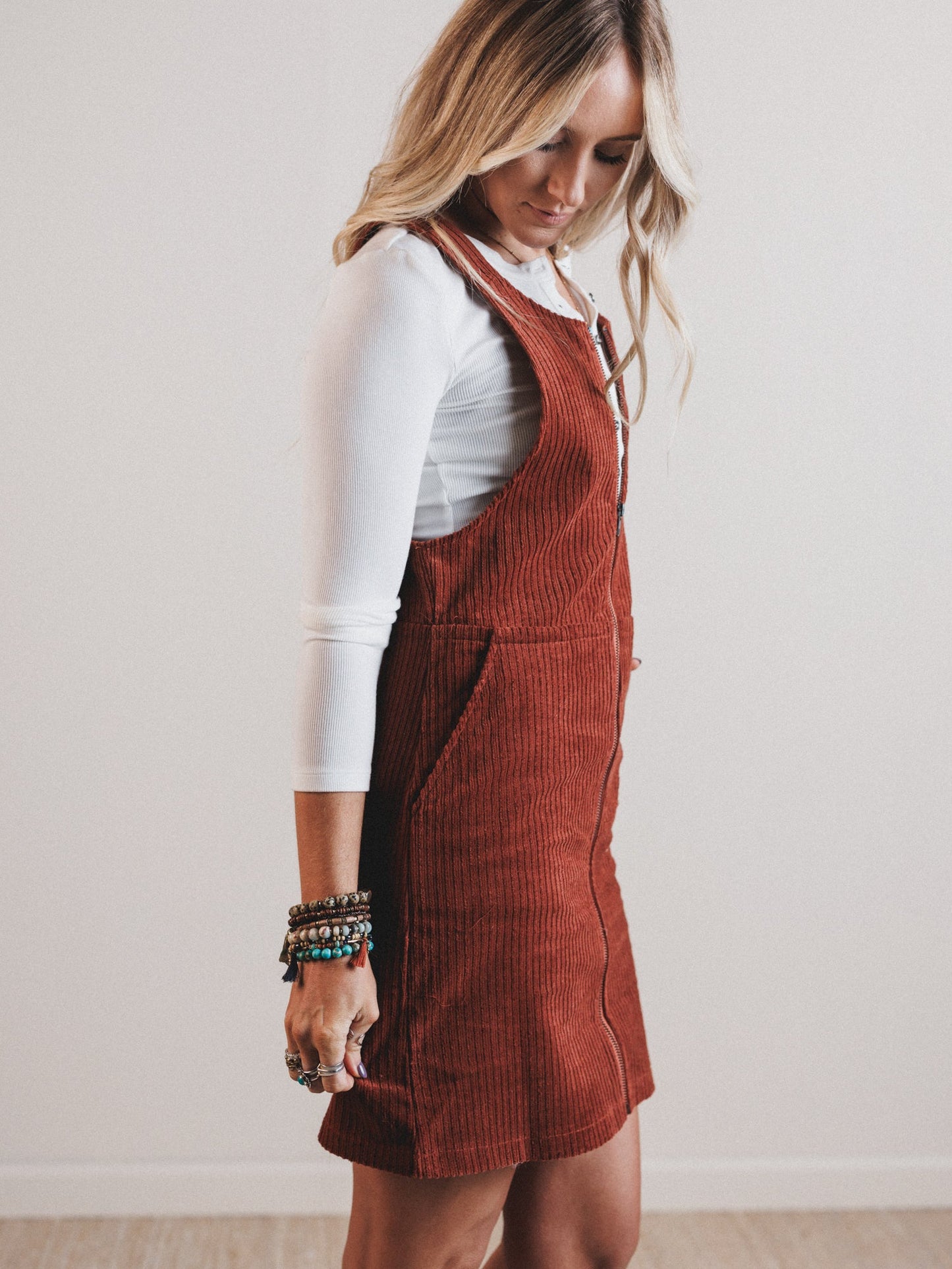 Nicole Overall Dress - Camel