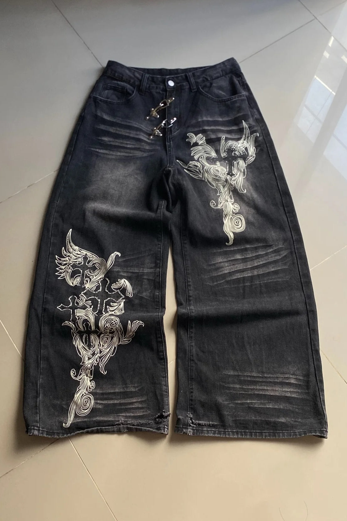 Retro Print Baggy Pants