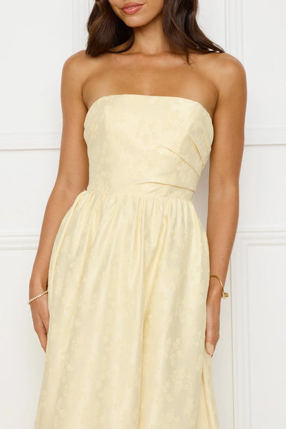 Dancing In Magic Strapless Maxi Dress Yellow