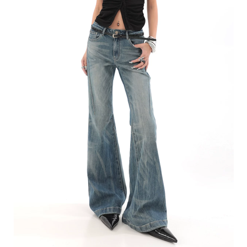 Zip-up button pocket low rise jeans | Baggy Low Rise Jeans  | Festival Outfits Women