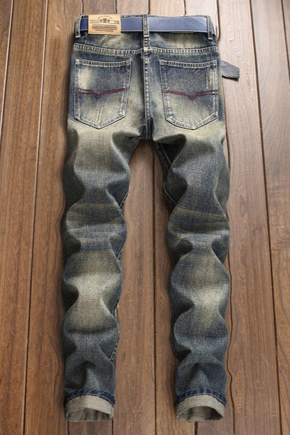 Retro Washed Distressed Denim Pants
