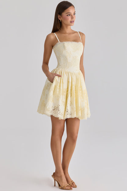 lemon custom lace cotton broderie anglaise mini dress