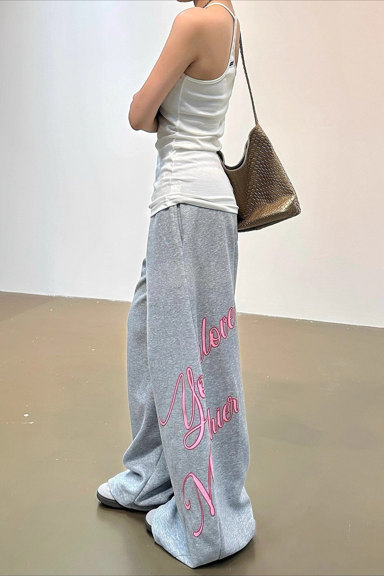 Rhinestone Letter Jazz Dance Wide Leg Pants