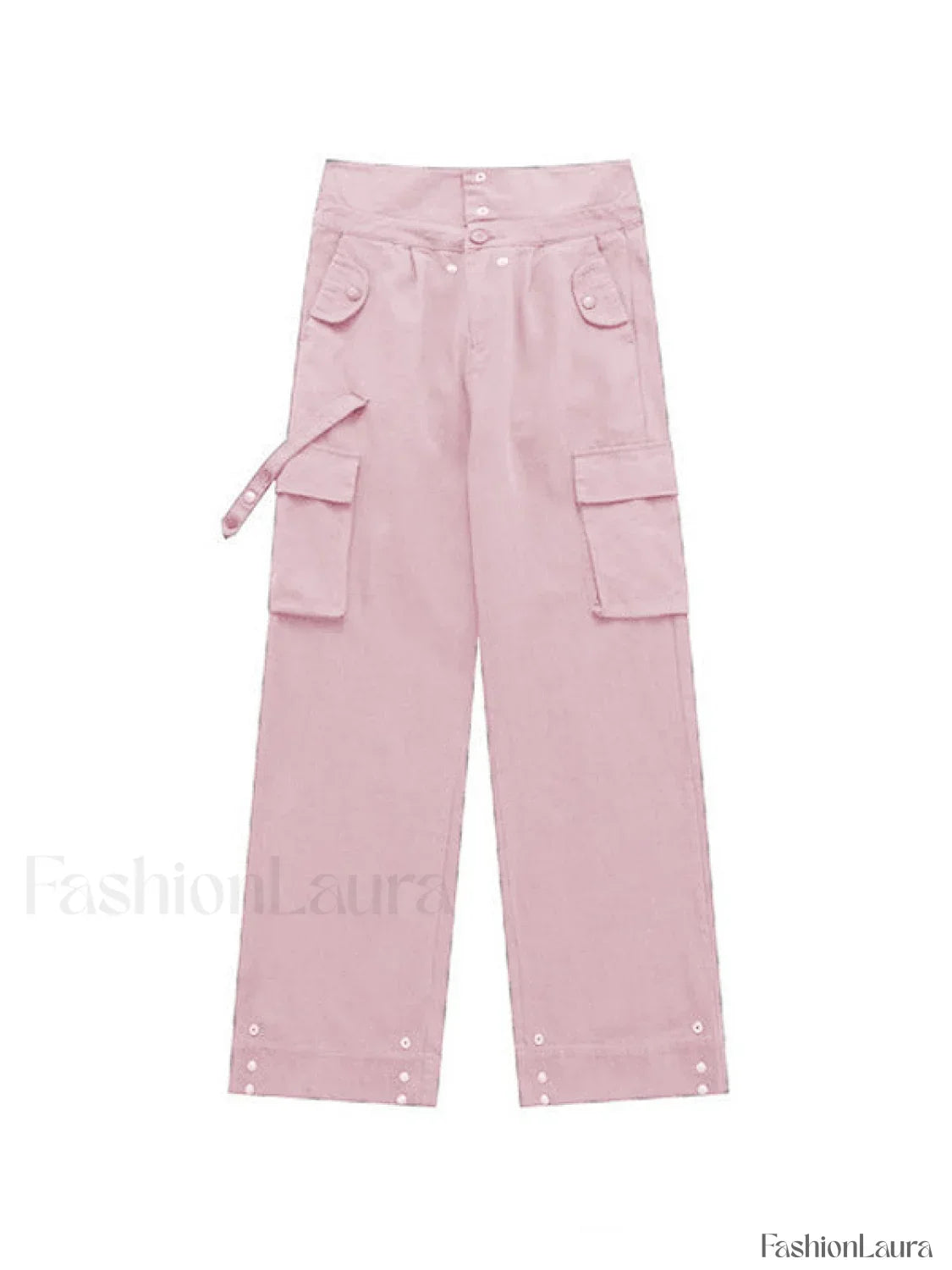 Buttoned High Waisted Cargo Pants