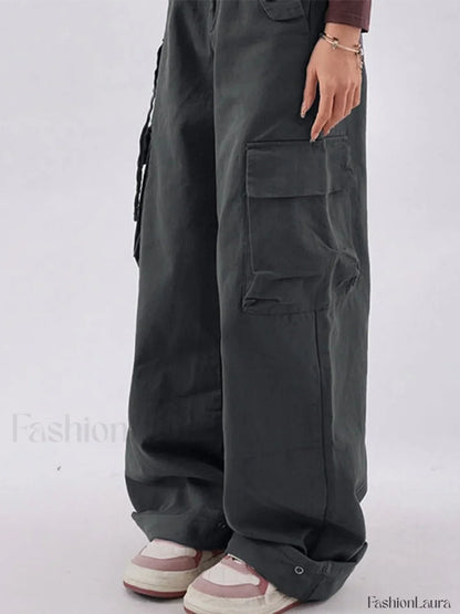 Buttoned High Waisted Cargo Pants