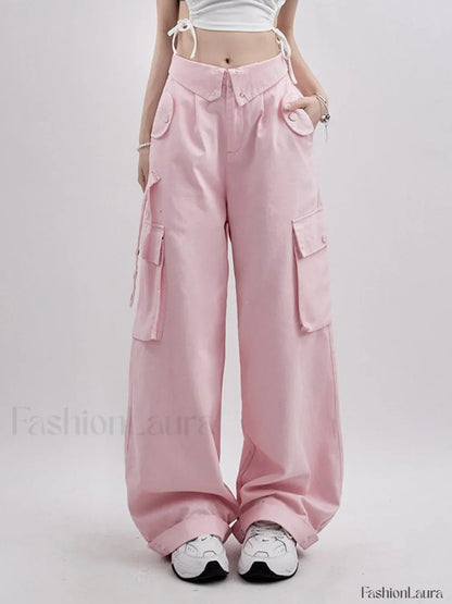 Buttoned High Waisted Cargo Pants