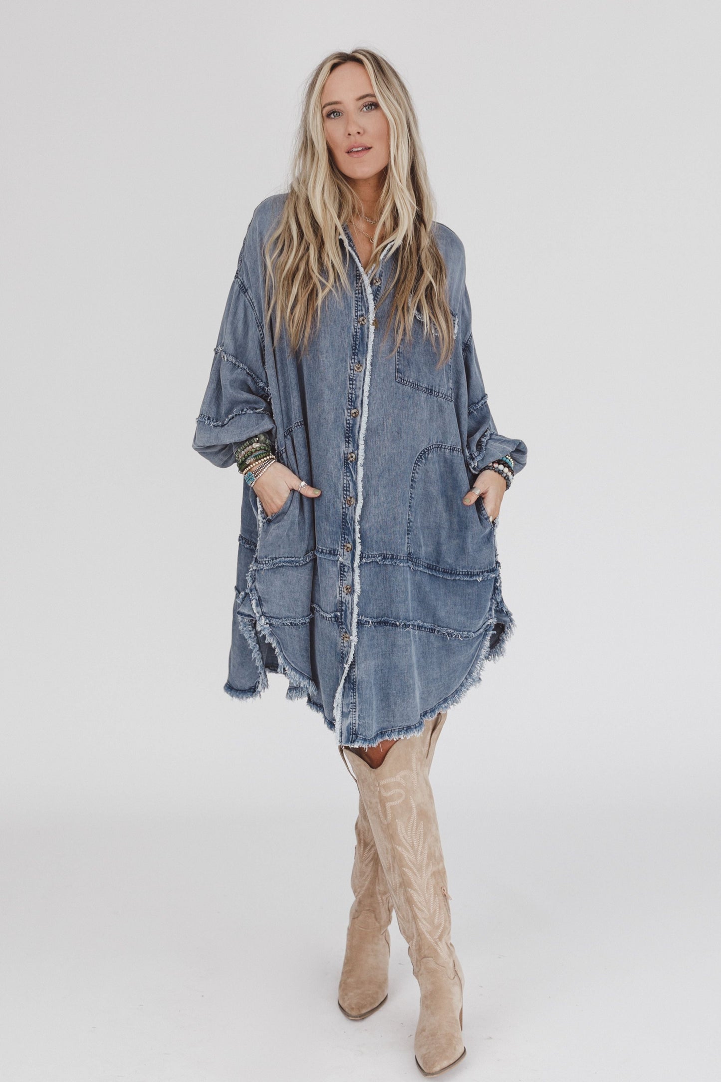 Ophelia Oversized Denim Dress - Dark Denim