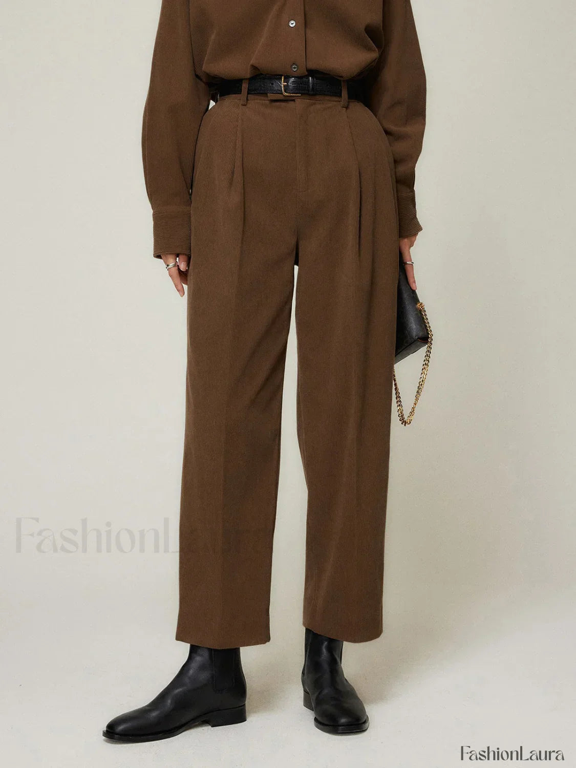 Caramel Smart Cropped Trendy Straight Leg Pants
