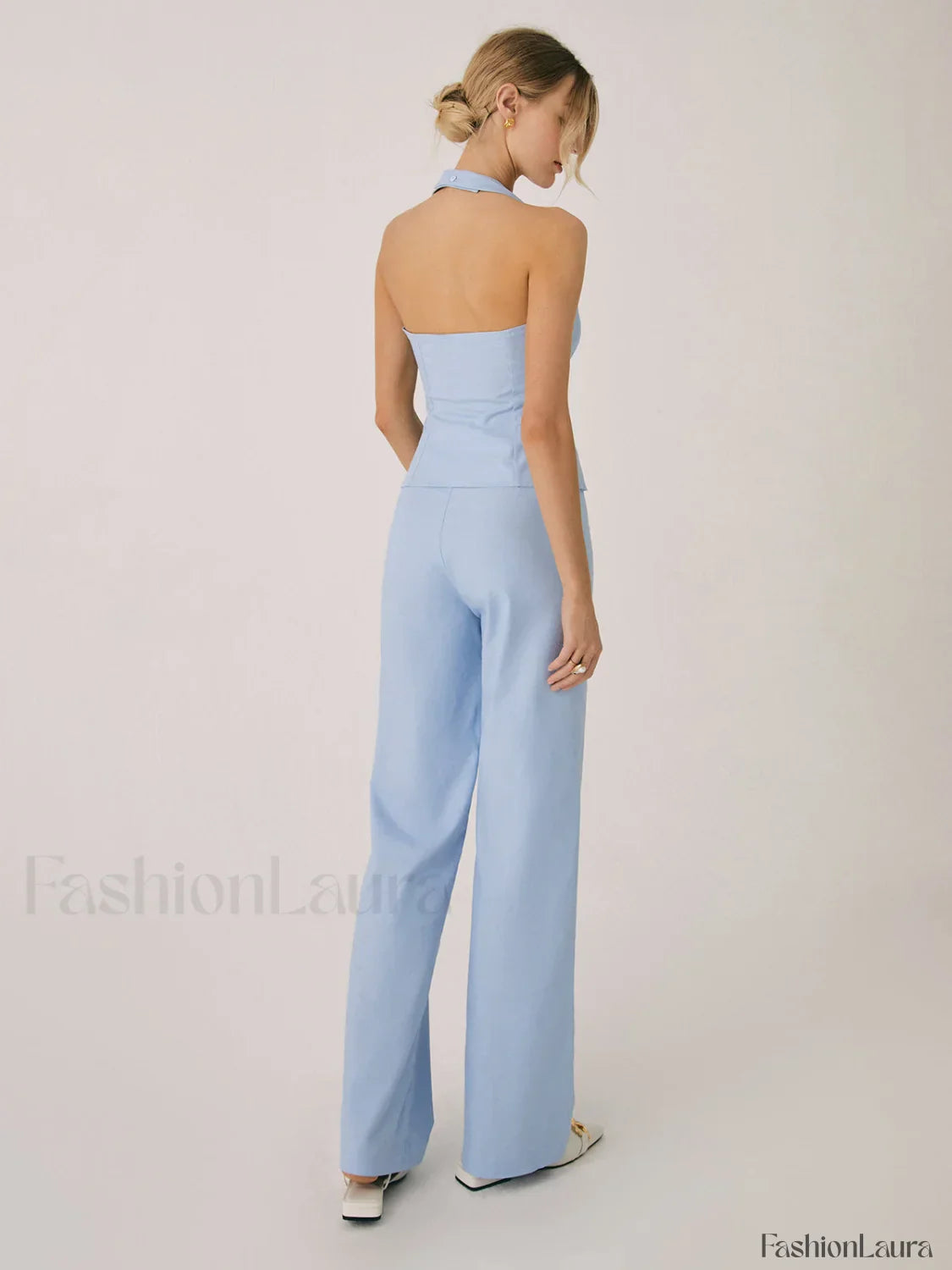Cotton & Linen Vest Modern With Straight Leg Pants Set