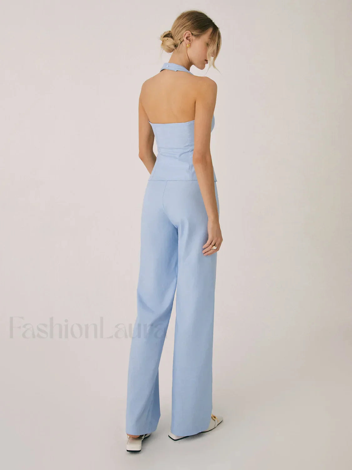 Cotton & Linen Vest Modern With Straight Leg Pants Set