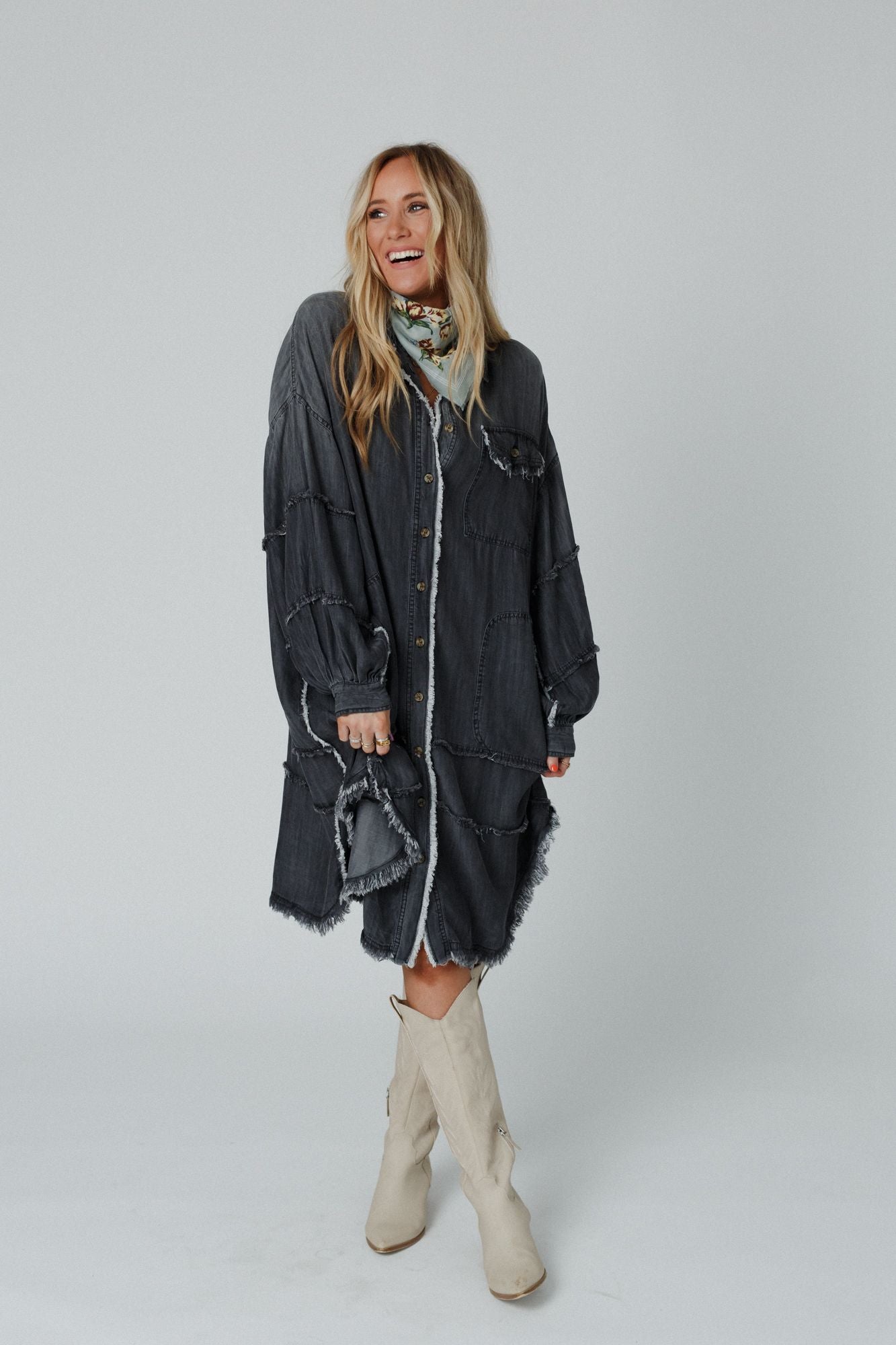 Ophelia Oversized Denim Dress - Black Denim