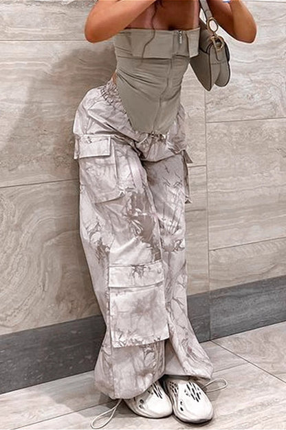 Tie Dye Cargo Pants Casual Low Waist Pants