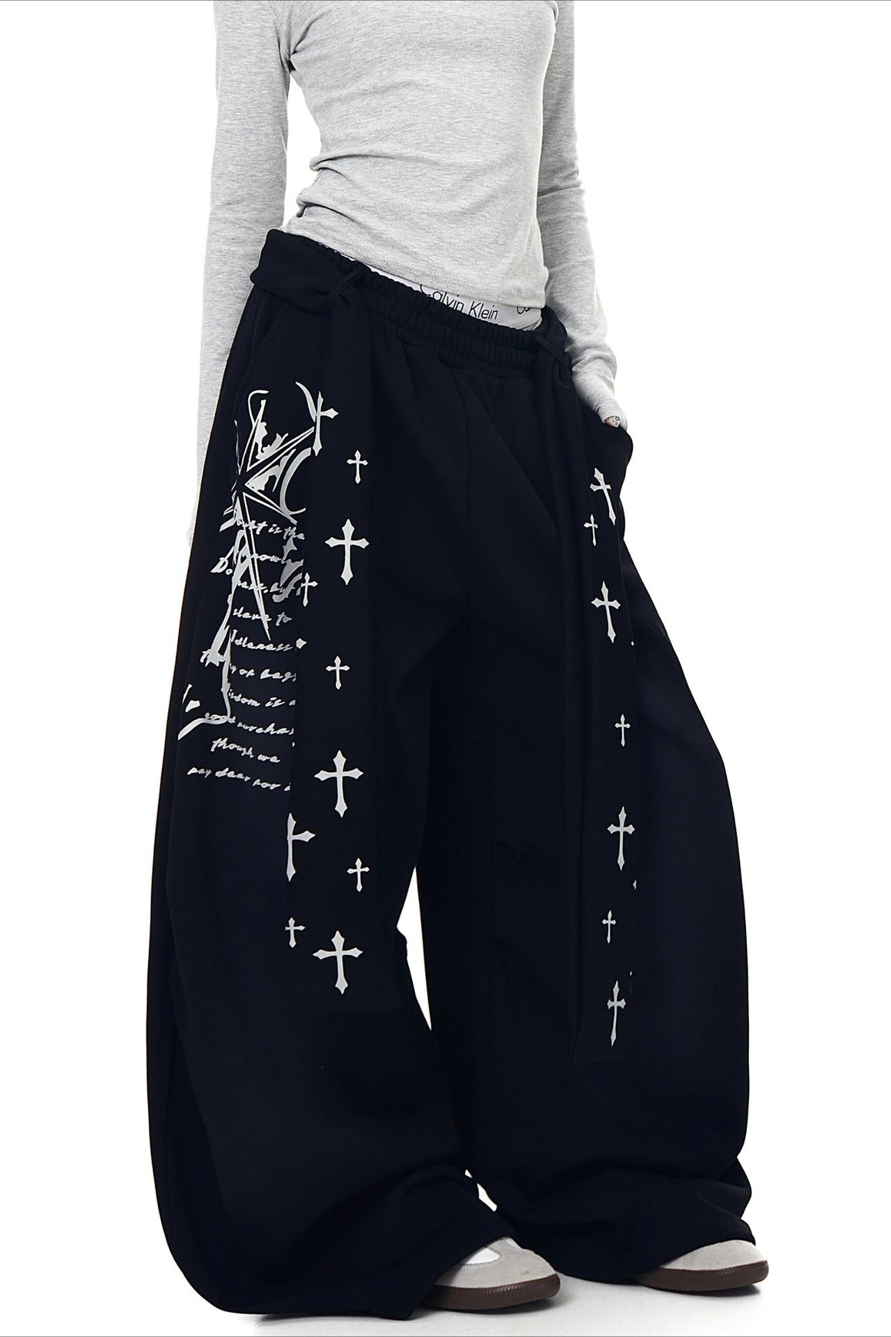 Punk Gradient Cross Fleece Wide Pants