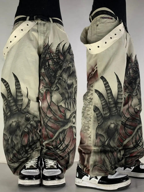 Hip Hop Streetwear Wide Leg Denim Pants