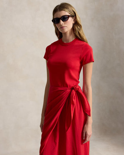 Faux-Wrap Tee Dress