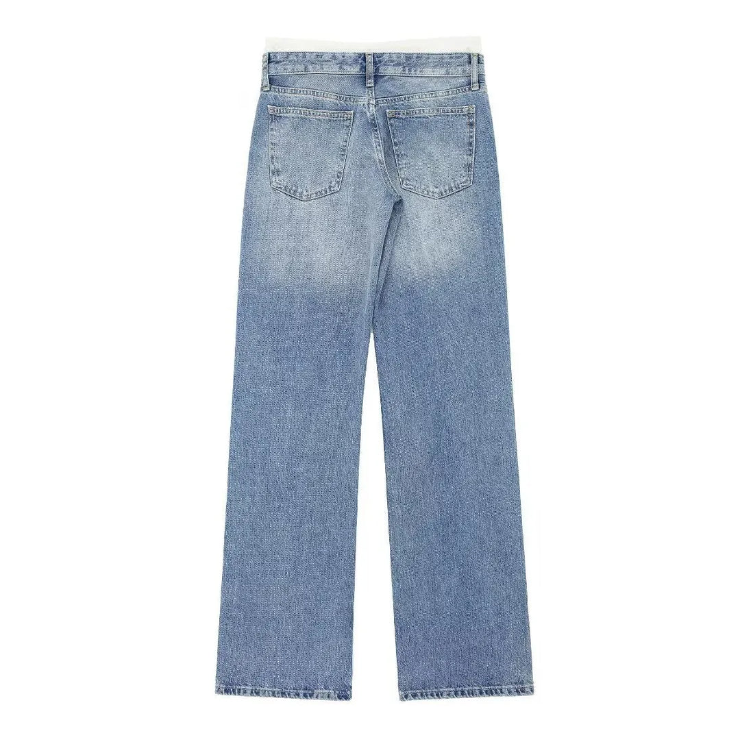 Women's Vintage Casual Mid Waist Baggy Jeans with Drawstring | Great for All Seasons