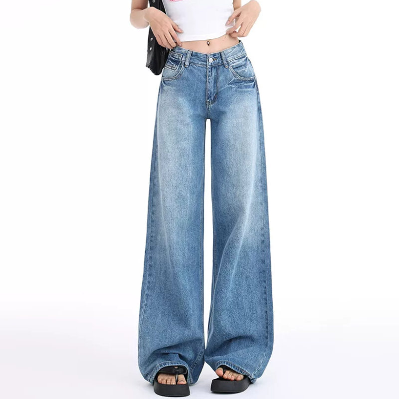Button zip-up pocket straight leg | Baggy Low Rise Jeans  | Festival Outfits Women