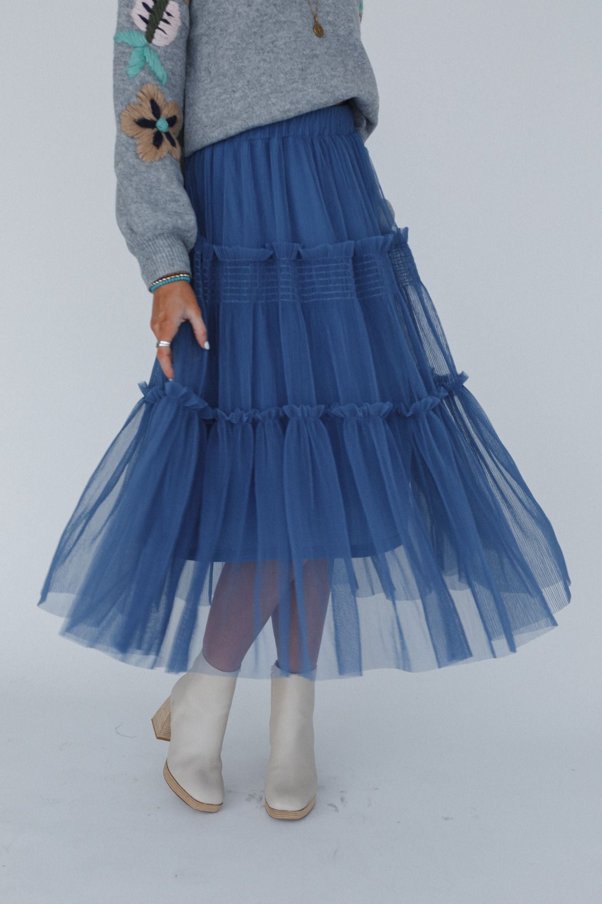 Sonoma Tiered Tulle Skirt - Blue - Pre Order